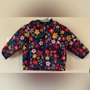 Okie Dokie Baby Girls Blue Floral Packable Midweight Puffer Jacket NWT S…